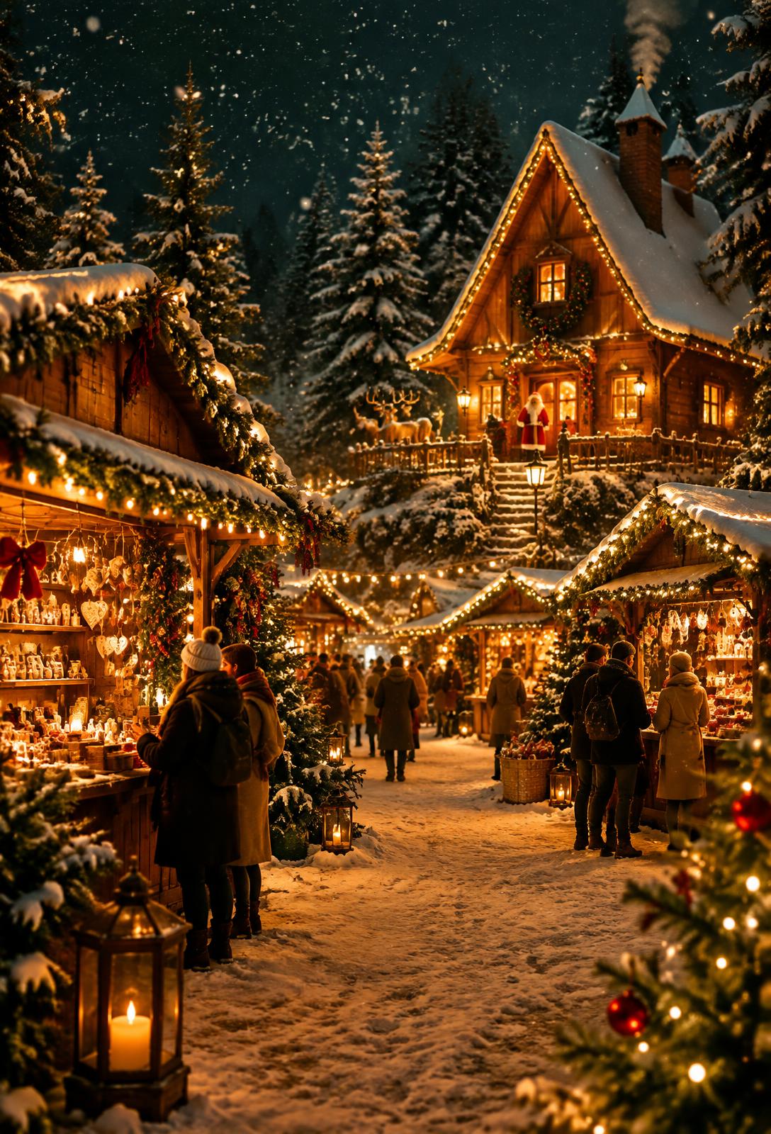 Kerstmarkt bij nacht